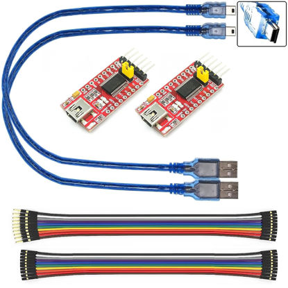 Picture of WWZMDiB 2Pcs FT232RL 3.3V-5V FTDI Mini USB to TTL Serial Converter Adapter Module for Arduino