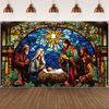 Picture of Tatuo Christmas Decoration Christmas Religious Backdrop Holy Nativity Photography Background Christmas Photography Background for Winter Xmas Outdoor Indoor Church Medieval Party Supplies
