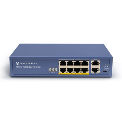 Picture of Amcrest 9-Port POE+ Power Over Ethernet POE Switch with Metal Housing, 8-Ports POE+ 802.3at 96w (AMPS9E8P-AT-96)