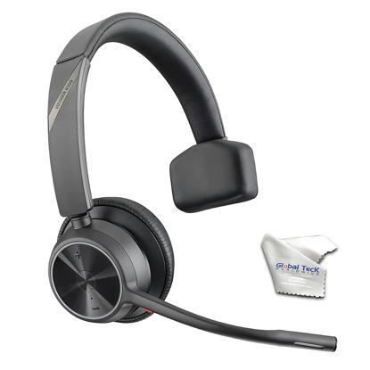 Picture of Poly Voyager 4310 Plantronics UC Wireless Bluetooth Mono Headset with Noise Canceling MIc for Clearer Phone Calls (USB-A) -Compatible with Zoom, Teams RingCentral, Dialpad, Webex, Global Teck Cloth