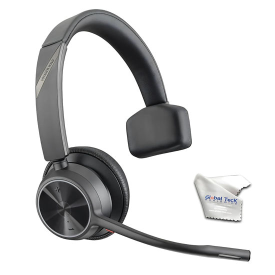 Picture of Poly Voyager 4310 Plantronics UC Wireless Bluetooth Mono Headset with Noise Canceling MIc for Clearer Phone Calls (USB-A) -Compatible with Zoom, Teams RingCentral, Dialpad, Webex, Global Teck Cloth