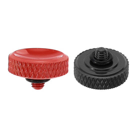 Picture of PATIKIL Camera Shutter Button, 2 Pack Soft Shutter Release Button Pure Copper Camera Button Carved Suitable for Nikon for Fujifilm for Leica DSLR/SLR Camera, Red Black