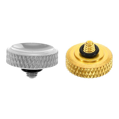 Picture of PATIKIL Camera Shutter Button, 2 Pack Soft Shutter Release Button Pure Copper Camera Button Carved Suitable for Nikon for Fujifilm for Leica DSLR/SLR Camera, Golden Silver