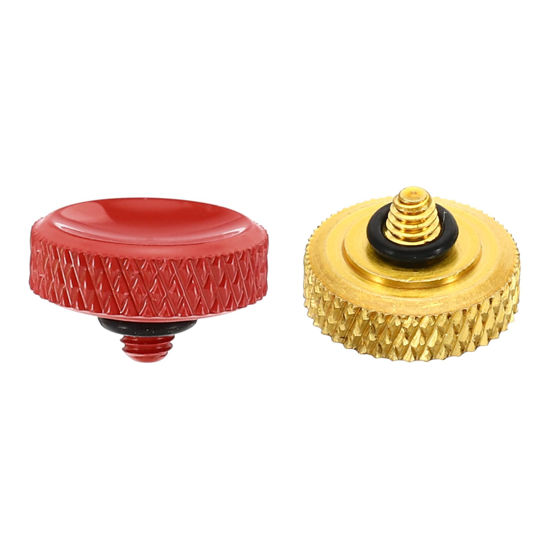 Picture of PATIKIL Camera Shutter Button, 2 Pack Soft Shutter Release Button Pure Copper Camera Button Carved Suitable for Nikon for Fujifilm for Leica DSLR/SLR Camera, Red Golden
