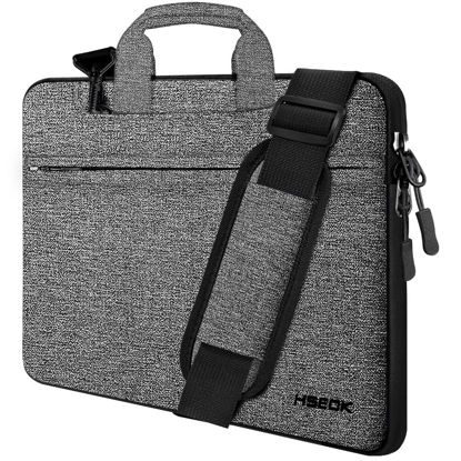 Picture of HSEOK Laptop Shoulder Bag 13 13.3 14 Inch Case Compatible with MacBook Pro 14 2023-2021 M1 M2,MacBook Air/pro 13-13.3 Inch and Most Popular 13-14 Notebooks,Spill-Resistant Briefcase, Dark Gray & Black
