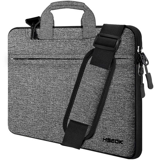Picture of HSEOK Laptop Shoulder Bag 13 13.3 14 Inch Case Compatible with MacBook Pro 14 2023-2021 M1 M2,MacBook Air/pro 13-13.3 Inch and Most Popular 13-14 Notebooks,Spill-Resistant Briefcase, Dark Gray & Black