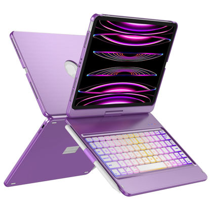 Picture of GGH Keyboard Case for iPad Pro 11 inch (4th/3rd/2nd/1st Gen),iPad Air 5th/4th Generation Case with Keyboard 10.9 inch,10 Color Backlight Bluetooth Keyboard with Pencil Holder,360° Rotatable Screen