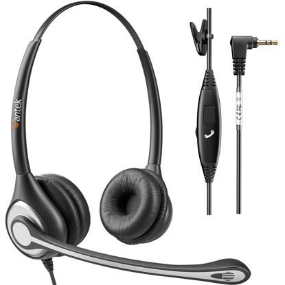 Picture of Wantek Phone Headset with Microphone Noise Cancelling,Telephone Headset 2.5mm Jack Compatible with Panasonic AT&T Uniden Cisco Linksys Grandstream Vtech Polycom Cordless Office Phones