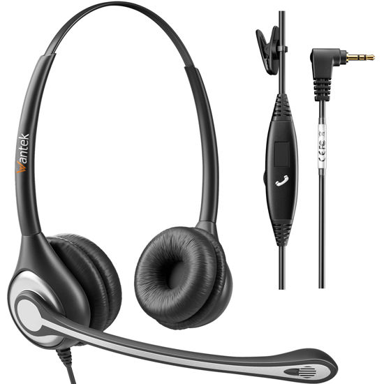 Picture of Wantek Phone Headset with Microphone Noise Cancelling,Telephone Headset 2.5mm Jack Compatible with Panasonic AT&T Uniden Cisco Linksys Grandstream Vtech Polycom Cordless Office Phones