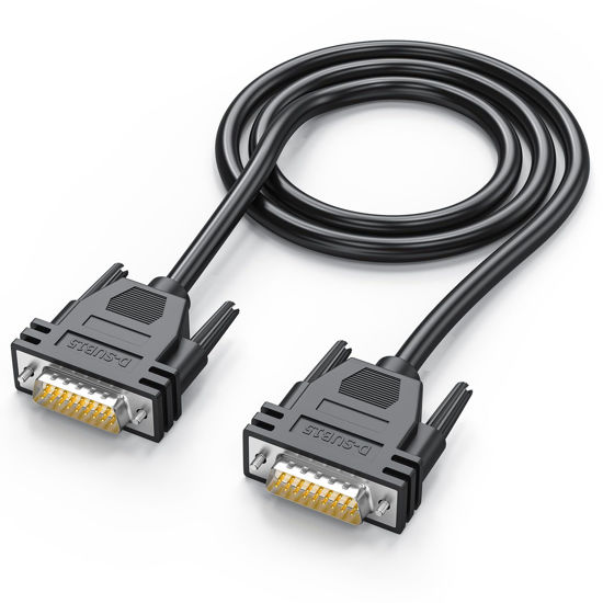 Picture of JUXINICE D-Sub 26 Pin Cable Double Shielded, DB26 Male to Male Cable 5FT, 26 Pin Extension Cable- 3 Rows 26 pin Connector Cable Black 5'