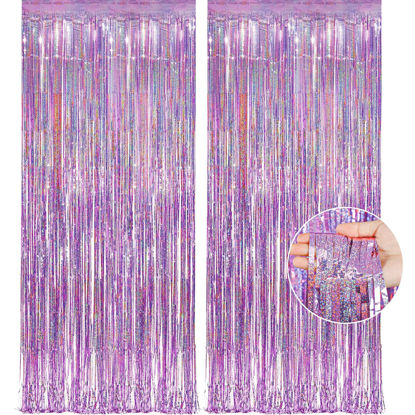 Picture of Pink Tinsel Curtain Party Backdrop Streamers -Taylor Birthday Decorations | Birthday Decorations for Girls | Princess Birthday Party Decorations |Sleepover Party Supplies for Girls,2 Pack