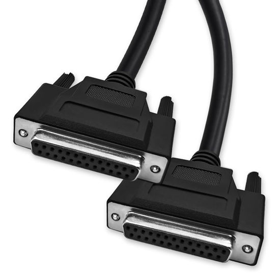 Picture of XANHAM DB25 25 Pin 3.3 Feet(1 Meter) Two Row Straight Through Serial Cable, Double Shielded(Metal Braiding&AL-foil), Female to Female, Black, SC920S07FF