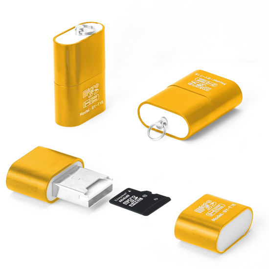 Picture of [3 Pack] Micro SD Card Reader for Android,Micro SD Card to USB Adapter, TF Card Reader with Mini Size for Camera Memory Card Reader, Wansurs Card Reader for PC Laptop (Golden)