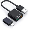 Picture of KLJ USB Audio Adapter, USB Type-A，USB Type-C,Plug and Play No Drivers Needed，Suitable for Windows, Mac, Linux, PC, Laptop, Desktop, PS4，handset