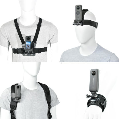 Picture of vgsion Accessory Kit for Insta360 - Camera Chest Strap Mount for Insta360 X4, Camera Head Strap for Ace Pro 2, Camera Wrist Strap for Insta360 X3 & Backpack Clip Mount for GoPro
