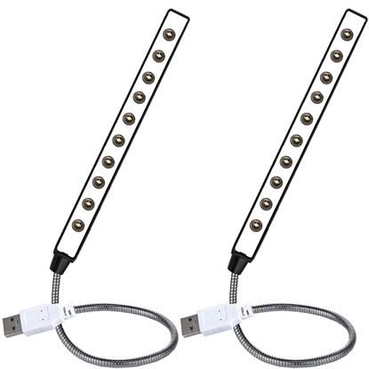 Picture of V TELESKY 2Pcs 10 Light Beads USB LED Light Flexible Gooseneck Lamp withfor Notebook Laptop, Desktop, PC and MAC Computer Keyboard (Black)
