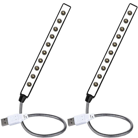 Picture of V TELESKY 2Pcs 10 Light Beads USB LED Light Flexible Gooseneck Lamp withfor Notebook Laptop, Desktop, PC and MAC Computer Keyboard (Black)