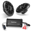 Picture of ThundrTunes Marine Powersport Bluetooth Amplifier Audio System with 2pcs Black Speakers, Class D 60W x 4 CH, Switch Mount, Suitable for Motorcycle, UTV, ATV, Boat