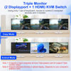 Picture of KVM Switch 3 Monitors 2 Computers 8K@60Hz 4K@144Hz HDMI and 2 Displayport Triple Monitor KVM Switch for 2 Computer Share 3 Monitor, Audio Mic Port and 3 USB 3.0 Devices Support Extended and Copy Mode