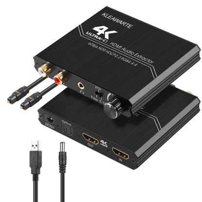 Picture of HDMI Audio Extractor Adapter 4K HDMI to HDMI with Optical SPDIF 3.5mm Stereo L/R Audio Converter Volume Control 4K/60Hz 4:4:4 HDR