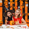 Picture of Orange Black Tinsel Foil Fringe Curtains, 2 Pack 3.3x8.3 Feet Party Streamer for Birthday Party Decorations, Halloween Decor, Foil Curtain Backdrop for Bachelorette Party