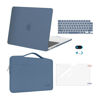 Picture of MOSISO Compatible with MacBook Air 13 inch Case 2024 2023 2022 M3 A3113 M2 A2681, Plastic Hard Shell&Sleeve Bag&Keyboard Skin&Webcam Cover&Screen Film for MacBook Air 13.6 inch Case, Steel Blue