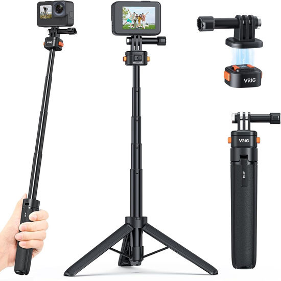 Picture of VRIG AC-04 20.1in Selfie Stick Tripod for Gopro -Claw Mini Extendable Tripod Stand Magnetic Suction Quick Release Vlog Accessories Handle for GoPro Hero 13 12 11 10 9 8 7 6 5/Max/DJI OSMO Action