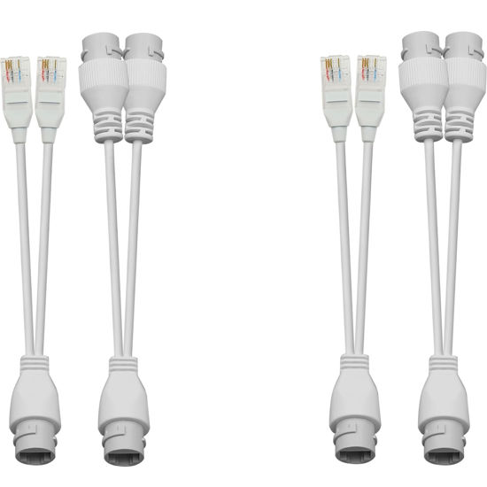Picture of Ethernet PoE Splitter Combiner Adapter: BesCable Outdoor Waterproof Power Over Ethernet RJ45 Converter Kit for IP Camera, Run 2 Cameras on 1 Network Cable - 2 Sets