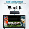 Picture of HDMI Switch 3 in 1 Out 4K 120Hz, HDMI Switcher 3x1 with IR Remote Control Support 4K@120Hz, 1080P@240Hz 3D, HDR, HDMI 2.1, HDCP 2.3, Compatible with PS5/ PS4/ PS3, Xbox, TV, DVD etc