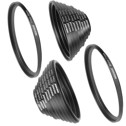 Picture of Neewer 20 Pieces Anodized Black Metal Lens Filter Adapter Ring Kit Including 10 Pieces Step up Adapter Ring Set+10 Pieces Step Down Adapter Ring Set