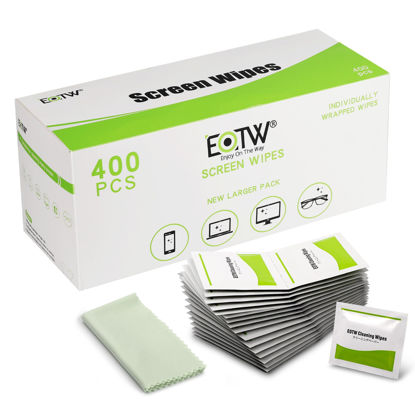 Picture of Screen Wipes Individually Wrapped, EOTW Pre-moistened Computer Phone Lens Cleaning Wipes for iPhone iPad Tablet PC Computer LED Screen, Pack of 400