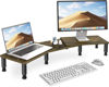 Picture of AX WABER Dual Monitor Stand Riser, Monitor Stand with Adjustable Length and Angle, Wood Monitor Stand for Desk, Monitor Riser for 2 Monitors with Storage Space