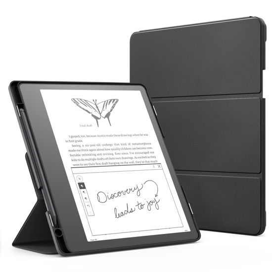 Picture of MoKo Stand Case for Kindle Scribe (2022 Released) - Premium Leather Trifold Stand Cover with Pen Holder, Auto Sleep/Wake for 10.2" Amazon Kindle Scribe 2022, Black
