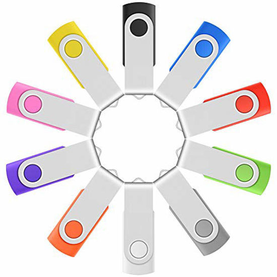 Picture of Professional 10-Pack of Enfain 16GB Multicolor USB Flash Drives - Swivel Memory Sticks for Efficient Data Storage and Sharing