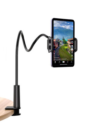 Picture of ADZERD Tablet Phone Stand Holder for Reading in Bed, Gooseneck Mount for iPhone iPad Kindle, Compatible with All 5-7.8 inch Devices, Adjustable Long Arm Strong Weight Capacity