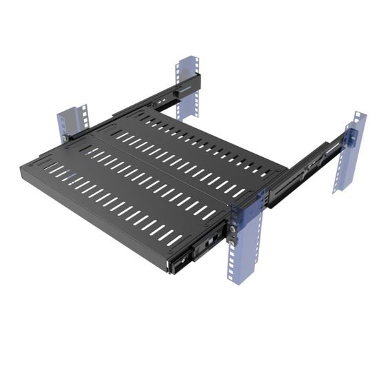 Picture of JINGCHENGMEI 1U Sliding Rack Shelf for 19" Server Rack Mount Cabinet 15"-22" Adjustable Depth 4 Post Rack Mount,Disassembled, Black
