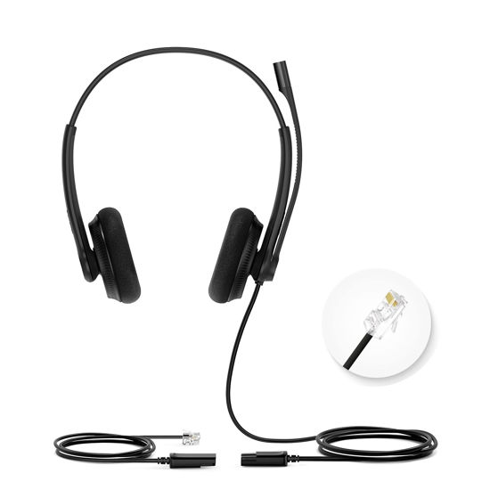 Picture of Yealink YHS34 Lite Dual Telephone Headset with RJ9 Jack Phone Headset with Microphone Noise Canceling, Compatible Poly Snom Desk Landline Phones (2.1m Cable)