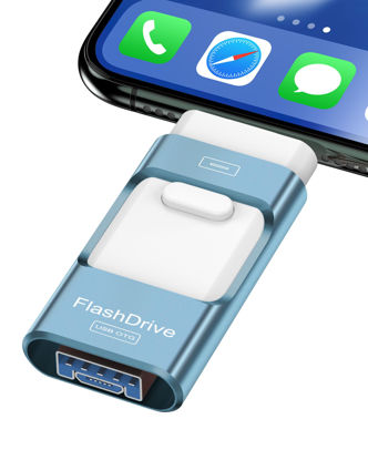 Picture of 512GB Flash Drive for iPhone Photo Stick,Thumb Drive USB Stick High Speed Transfer USB Drives External Picture Video Storage Memory Expansion for iPhone/iPad/PC (Blue)