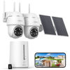Picture of COOAU Solar Security Cameras Wireless Outdoor, 2 Cam-Kit, 4MP Cameras for Home Security System, 360° Pan & Tilt, Color Night Vision, Motion Detection, No Monthly Fee, Siren Alarm, IP66,64GB Card