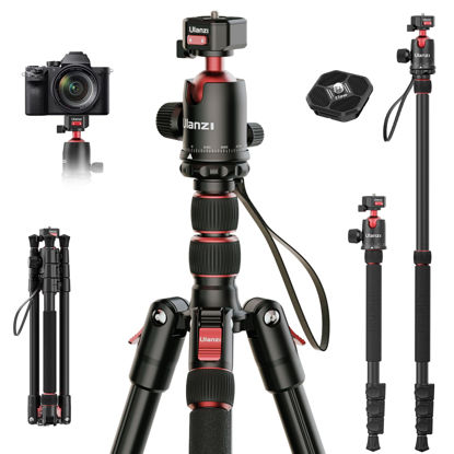 Picture of ULANZI TT31 Claw Quick-Release Camera Tripod, Foldable Aluminum Tripod & Monopod, 360°Ball Head Detachable & QR Plate with 180°Revertible Legs, Payload 33lb, Adjustable Height from 23.62" to 72.44"