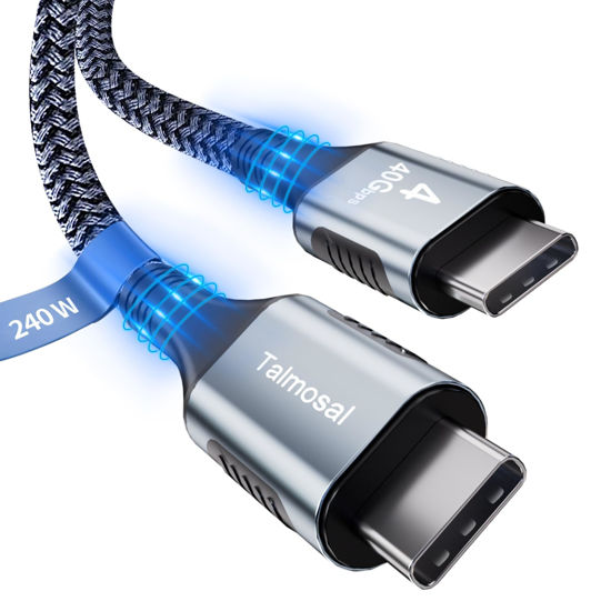 Picture of Talmosal 240W for Thunderbolt 4 Cable 3.3 ft, Support 8K@60Hz, 4K@144Hz 40Gbps/240W PD Charging for iPhone 16/15, USB4, Thunderbolt 3, MacBook Pro, Docking, eGPU, SSD, Surface Pro