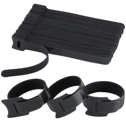 Picture of MVYC 120PCS 6 Inch Reusable Cable Ties Wire Ties Cord Organizer Cable Organizer Adjustable Cable Management Black