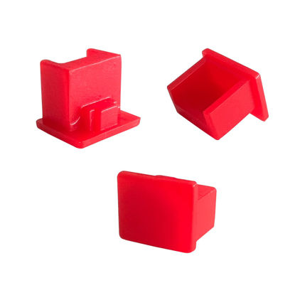 Picture of 20pcs RJ45 Jack Dust Cover, Cap, Protector,Plastic RJ45 A Female Anti-Dust Plug Ethernet Hub Port Protector for RJ45 Female Port (Red)
