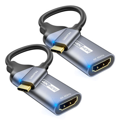 Picture of UANTIN 2 Pack USB C to HDMI Adapter [4K@60Hz] High-Speed USB Type-C 3.1 to HDMI 2.0 Female Converter [Thunderbolt 3/4 Compatible] for iPhone 15 Series, MacBook Pro/Air, iPad, S8-S23, Other USBC Laptop