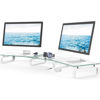 Picture of Hemudu Dual Monitor Stand, Computer Monitor Stand, Desktop Organizer, Monitor Stand Riser for PC, Computer, Laptop Clear HD02T-301