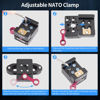 Picture of Nitze Quick Release NATO Clamp with 1/4” Threaded Holes, 1/4” Locating Hole and 3/8” ARRI Locating Hole for Camera Cage Monitor Cage Magic Arm - NF49A