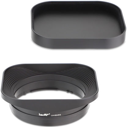 Picture of Haoge LH-S245G Metal Bayonet Square Lens Hood for Sony FE 40mm F2.5 G FE 50mm F2.5 G FE 24mm F2.8 G Lens Shade with Cap on Sony A7C A7R4