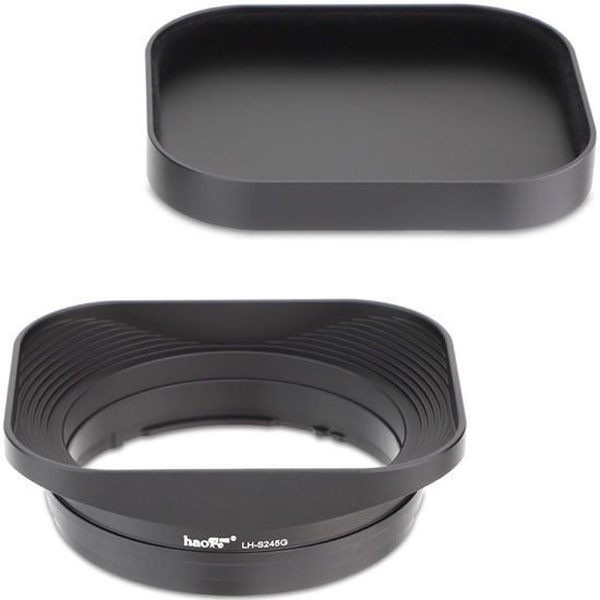 Picture of Haoge LH-S245G Metal Bayonet Square Lens Hood for Sony FE 40mm F2.5 G FE 50mm F2.5 G FE 24mm F2.8 G Lens Shade with Cap on Sony A7C A7R4