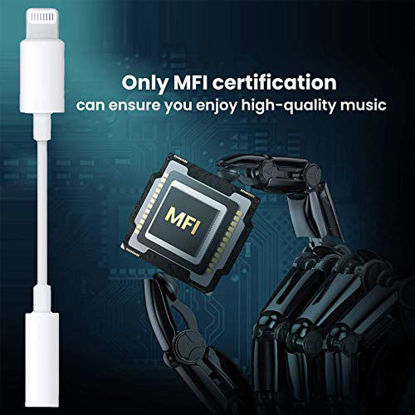 Picture of 3 Pack Lightning to 3.5 mm Headphone Jack Adapter for iPhone, Apple MFi Certified iPhone Audio Dongle Cable Earphones Converter Compatible with iPhone 12/12 pro/11/XR/XS/X/8/7 Support All iOS System