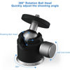 Picture of Poyinco Camera Tripod Mini Ball Head with 1/4" Hotshoe Mount Adapter 360 Degree Rotatable Aluminum Tripod Head for Monopod DSLR Cameras Phone Gopro Max Load 6.6lbs/3kg